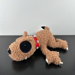 Manhattan Toy Rare Brown Black Puppy Dog 9” Red Collar Plush Stuffed Animal